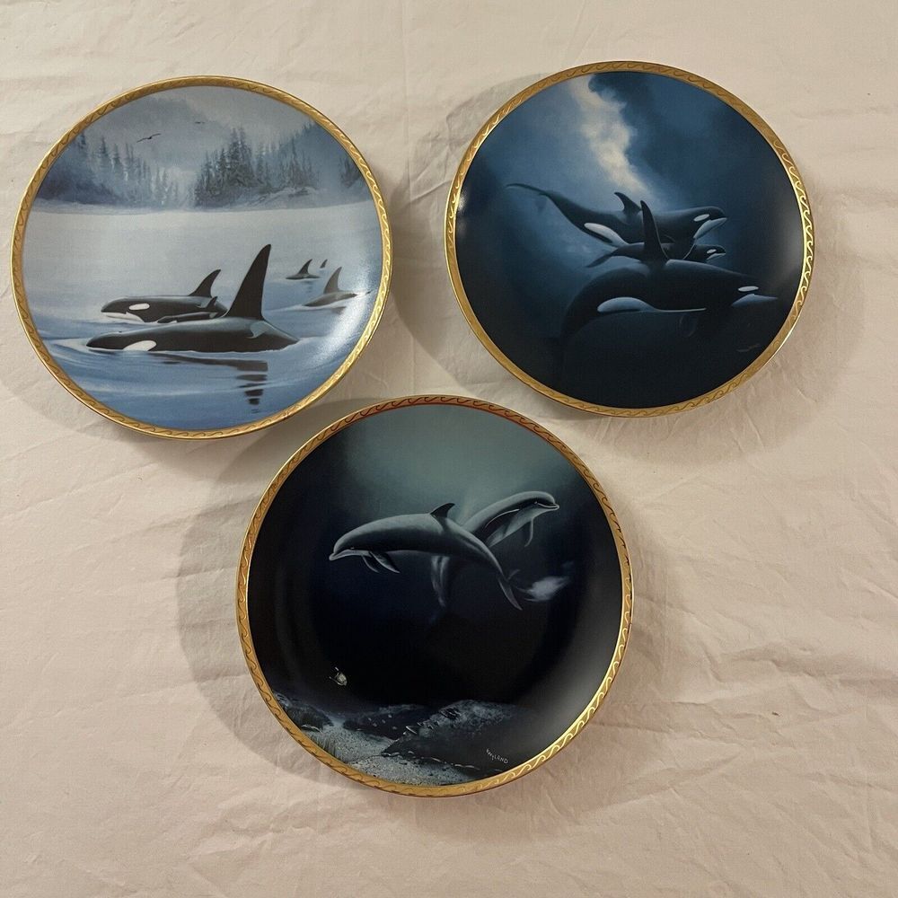 Wyland Hamilton Collector Plates GREAT‎ MAMMALS OF THE SEA Lot Of 3